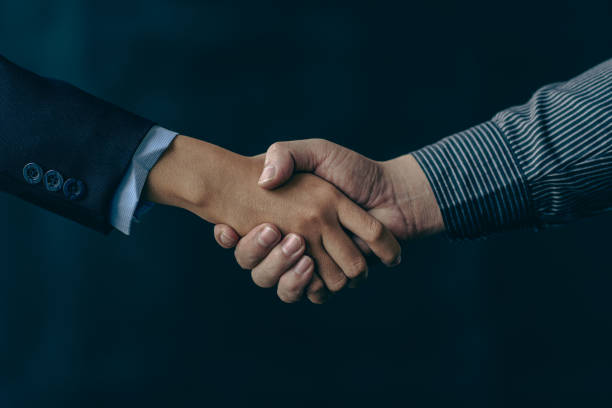Handshake greeting or business cooperation, business deal concept